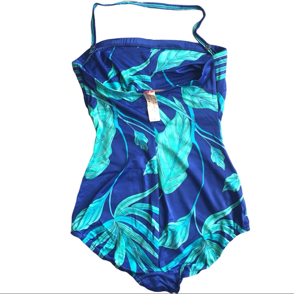 Dead stock vintage blue/green 1pc swimsuit - Picture 2 of 4